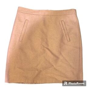 J. Crew Womens Wool Blend‎ Mini Skirt Khaki Tan Zipper Pockets Size 00 Preppy